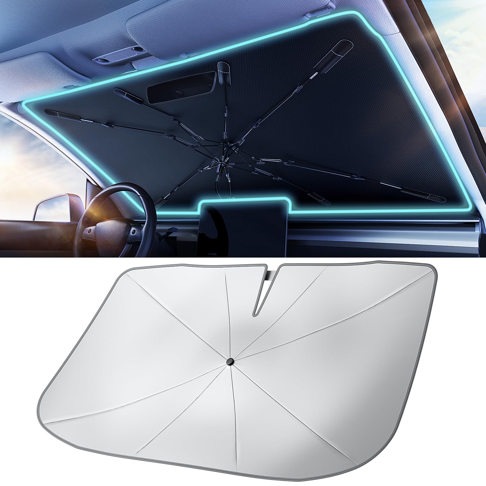Amazon.com: 2026 TrySpace Car Windshield Sun Shade Umbrella